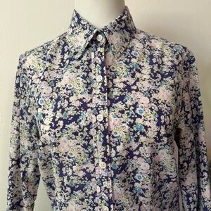 J. McLaughlin Women’s Shirt Button Down Floral Multicolor 100% Cotton Size 4